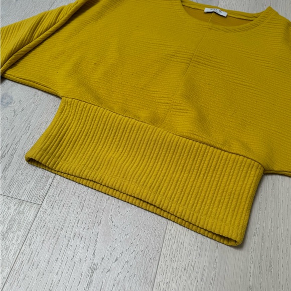 Aritzia Babaton Yellow Batwing Sleeves Cropped Sweater Small - Picture 4 of 7